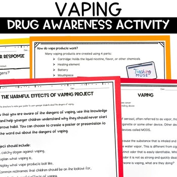 Preview of Vaping Activity Worksheets Red Ribbon Week