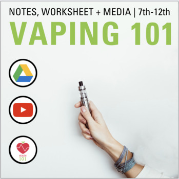 Preview of Vaping PowerPoint Slideshow Notes + Worksheet: E-Cigarettes, Nicotine Addiction