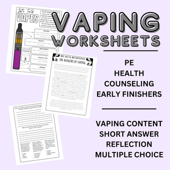 Preview of Vaping Worksheet - Health - Physical Education - Vaping Research