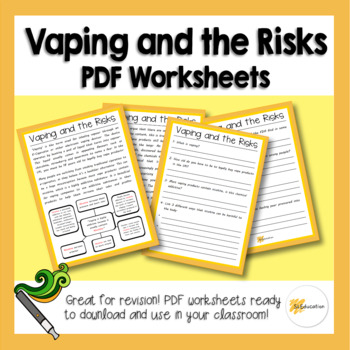 Preview of Vaping and the Risks | FREE PDF Worksheet