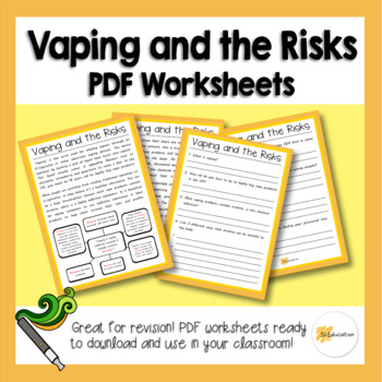 Vaping and the Risks FREE PDF Worksheet by SLEducation TPT