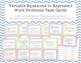 Variable Equations Word Problem Task Cards