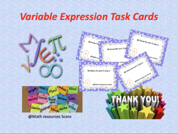 Preview of Variable Expressions Task Cards