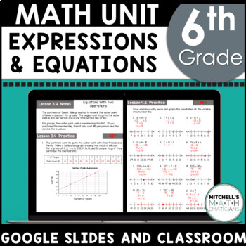 Preview of 6th Grade Math Variables Expressions and Equations Curriculum Unit 6 GOOGLE