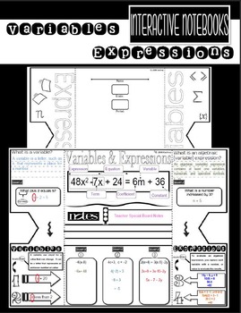 Preview of Algebra Introduction: Variables, Algebraic Expressions | Math Foldable