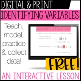 Variables Lesson - digital & print FREE