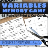 Print and Cut Variables Memory Game