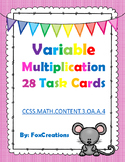 Variables, Solving for the Unknown Factor Task Cards