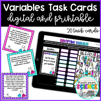 Preview of Independent and Dependent Variables Task Cards Digital and Printable