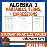 Variables, Terms, and Expressions - Editable Student Pract