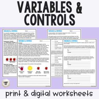 Preview of Variables and Controls - Reading Comprehension Worksheets