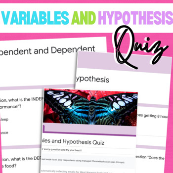 Preview of Variables and Hypothesis Quiz