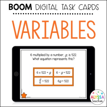 Preview of Variables in Expressions and Equations Boom Cards
