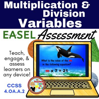 Preview of Variables in Multiplication and Division Easel Assessment - Digital Activity