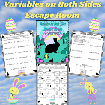 Preview of Variables on Both Sides Escape Room | Easter | 7th and 8th Grade Math