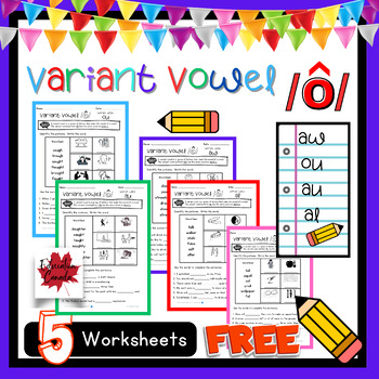 Preview of Variant Vowel Pattern "O": aw, ou, au, al FREE Worksheet Set