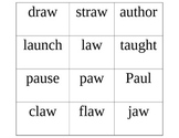 Variant Vowel Vowel Pairs cards (for games)