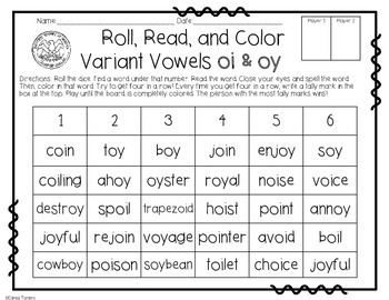 Variant Vowels Roll Read And Color By The Teaching Tornado Tpt