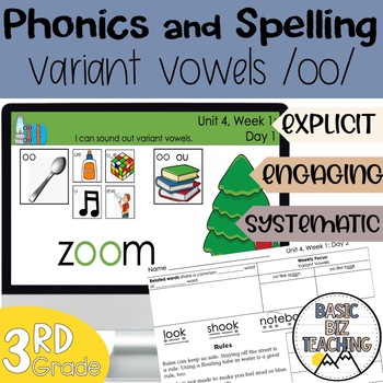 Preview of Variant vowels oo digital and print phonics and spelling lessons