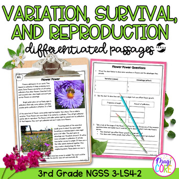 Preview of Variation, Survival, & Reproduction NGSS 3-LS4-2 Science Differentiated Passages