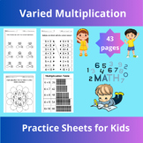 Varied Multiplication Practice Sheets for Kids