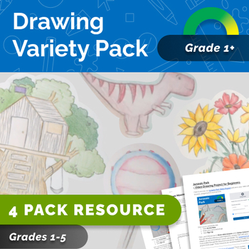 Preview of Drawing Bundle VARIETY PACK - 4 Video Projects for Beginners