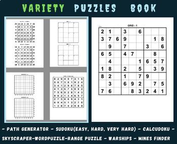 Preview of Variety Puzzle Book (- PATH GENERATOR - SUDOKU(EASY, HARD, VERY HARD) ...)