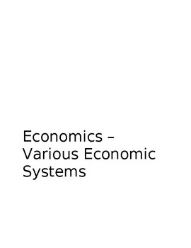 Preview of Various Economic System
