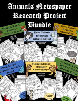 Preview of Various Habitat Animal Newspaper Research Project Bundle