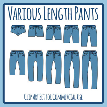 Various Length Jeans / Long Pants Clothes / Clothing Math Measure Clip Art