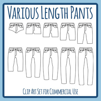 Various Length Jeans / Long Pants Clothes / Clothing Math Measure Clip ...