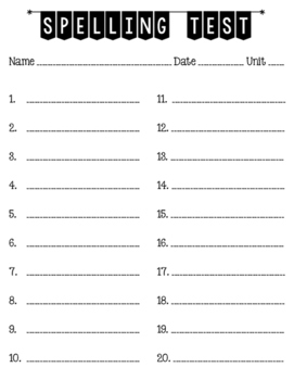 Various Spelling Test Templates by Fantastic 5th Grade | TpT
