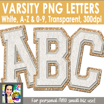 Preview of Varsity Chenille White and Gold Fuzzy Letter Set of Clip Art A-Z