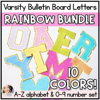Preview of Varsity Bulletin Board Letters and Clipart Bright Rainbow Bundle