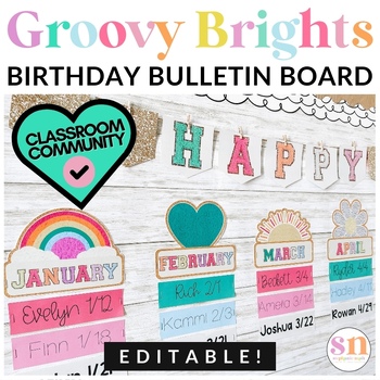 Preview of Varsity Patch Letters Birthday Bulletin Board |  Birthday Chart Display