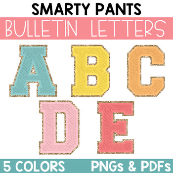 Preview of Varsity Patch Bulletin Board Letters / Varsity Clipart / Lettering Pack