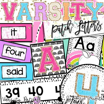 Varsity Patch Letters with Black and White Retro Classroom Decor Bundle