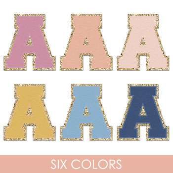 Varsity Patch Letters for Bulletin Boards in Six Muted Retro Boho Colors