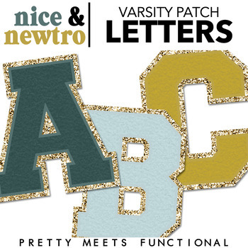 Varsity Patch Letters for Bulletin Boards in Six Muted Retro Boho Colors