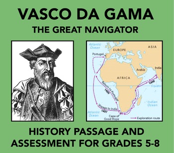 Preview of Vasco da Gama, The Great Navigator: History Passage and Assessment