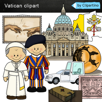 Preview of Vatican Clip Art /Italy clip art /Vatican symbols mini Bundle