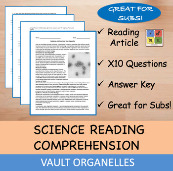 Preview of Vault Organelles - Reading Passage and x 10 Questions (EDITABLE)