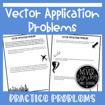 Preview of Vector Application Problems Worksheet, Precalculus or Geometry