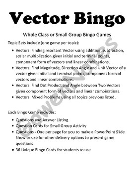 Preview of Vector Bingo