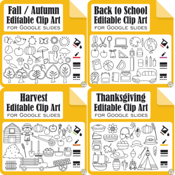 Preview of Fall Themed Clipart for Google Slides™ |  Movable Images | Bundle