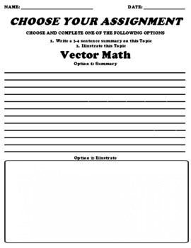 Preview of Vector Math Choice Board Worksheet