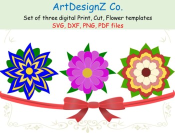 Preview of Vector, Paper flower template, 3d, floral stencil, scrapbook, sunflower, clipart