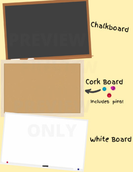 Preview of Vectors & Clipart -  Corkboard and Pin set for a virtual classroom