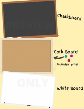 Preview of Vectors & Clipart:  Whiteboard, Chalkboard & Cork Board for a virtual classroom