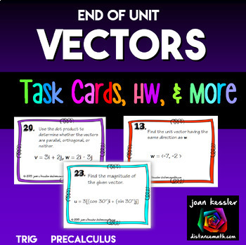 Preview of Vectors End of Unit Task Cards Quiz  HW and Graphic Organizer